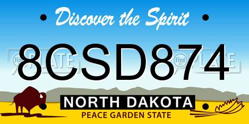 8CSD874 North Dakota License Plate