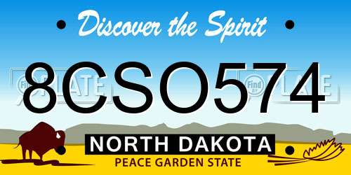 8CSO574 North Dakota License Plate