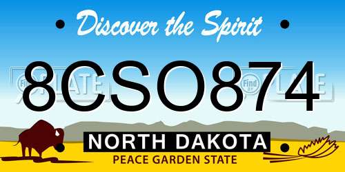 8CSO874 North Dakota License Plate