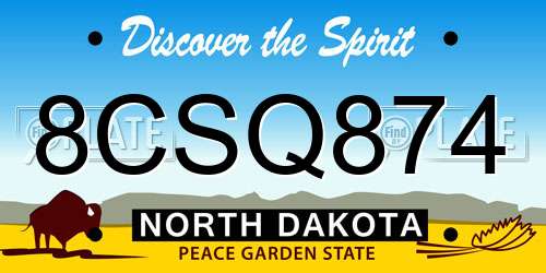 8CSQ874 North Dakota License Plate