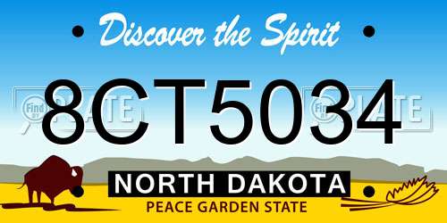 8CT5034 North Dakota License Plate