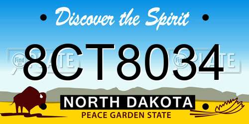 8CT8034 North Dakota License Plate