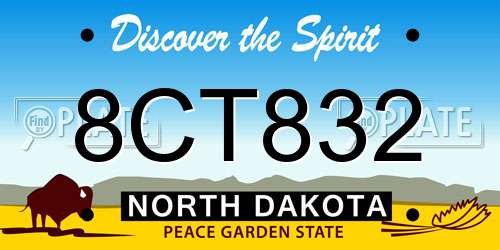 8CT832 North Dakota License Plate
