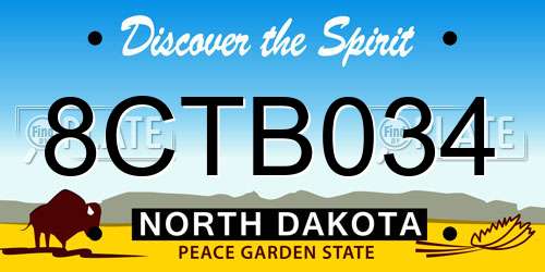 8CTB034 North Dakota License Plate