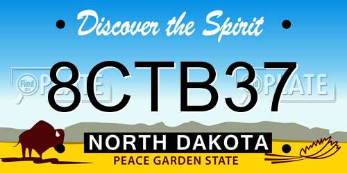 8CTB37 North Dakota License Plate