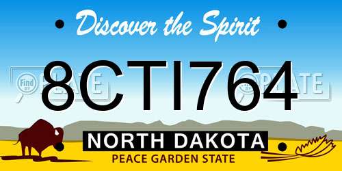 8CTI764 North Dakota License Plate