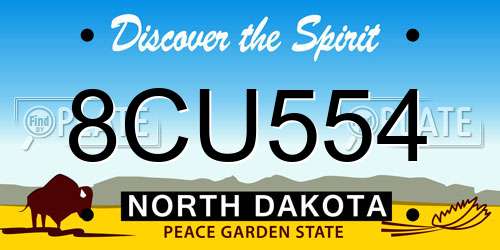 8CU554 North Dakota License Plate