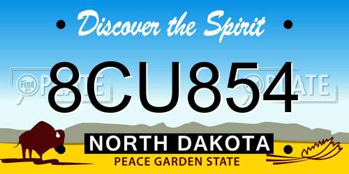 8CU854 North Dakota License Plate