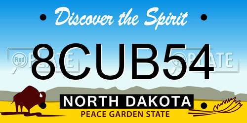 8CUB54 North Dakota License Plate
