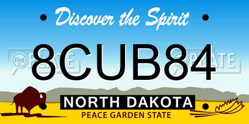 8CUB84 North Dakota License Plate