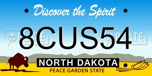 8CUS54 North Dakota License Plate