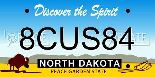 8CUS84 North Dakota License Plate