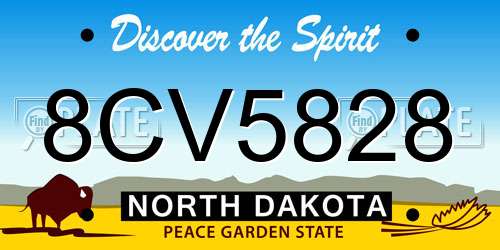 8CV5828 North Dakota License Plate