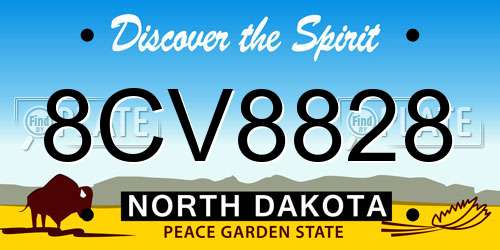 8CV8828 North Dakota License Plate