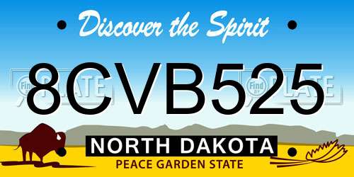 8CVB525 North Dakota License Plate