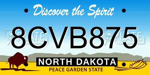 8CVB875 North Dakota License Plate