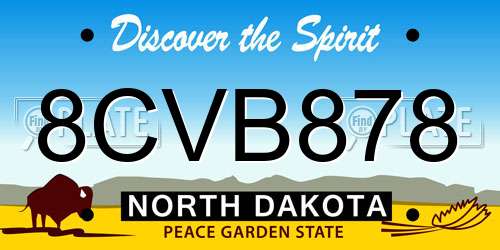 8CVB878 North Dakota License Plate