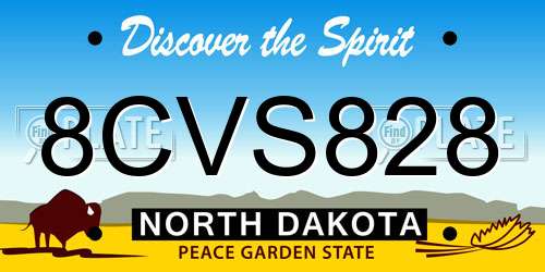 8CVS828 North Dakota License Plate