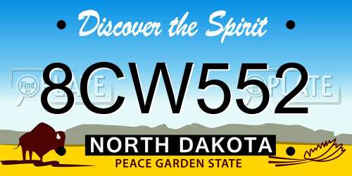 8CW552 North Dakota License Plate