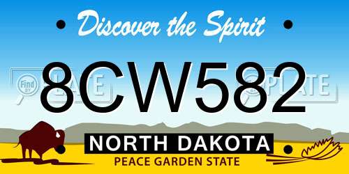 8CW582 North Dakota License Plate