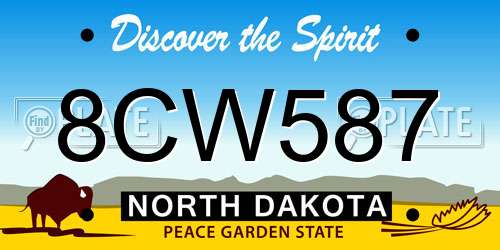 8CW587 North Dakota License Plate