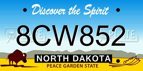 8CW852 North Dakota License Plate