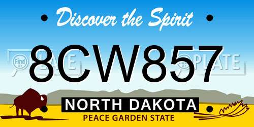 8CW857 North Dakota License Plate
