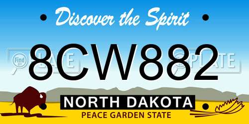 8CW882 North Dakota License Plate