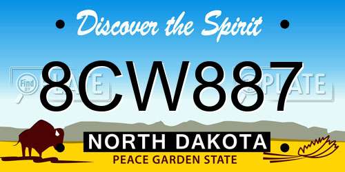 8CW887 North Dakota License Plate