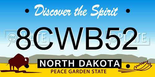 8CWB52 North Dakota License Plate