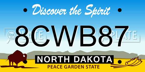 8CWB87 North Dakota License Plate