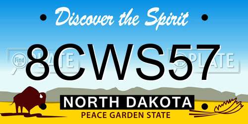 8CWS57 North Dakota License Plate