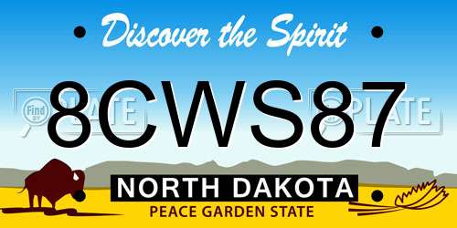 8CWS87 North Dakota License Plate