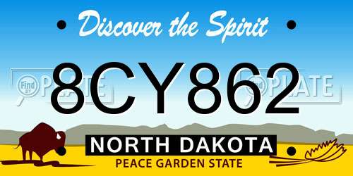 8CY862 North Dakota License Plate