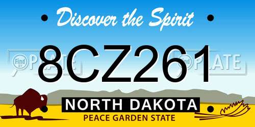 8CZ261 North Dakota License Plate