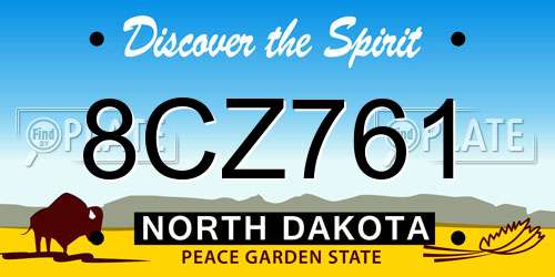 8CZ761 North Dakota License Plate