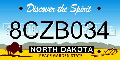 8CZB034 North Dakota License Plate