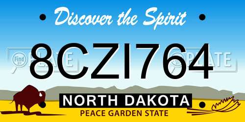 8CZI764 North Dakota License Plate