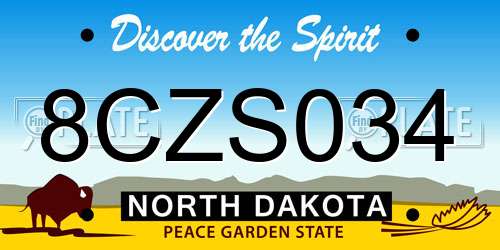 8CZS034 North Dakota License Plate