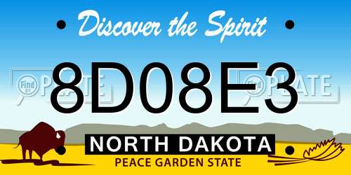 8D08E3 North Dakota License Plate