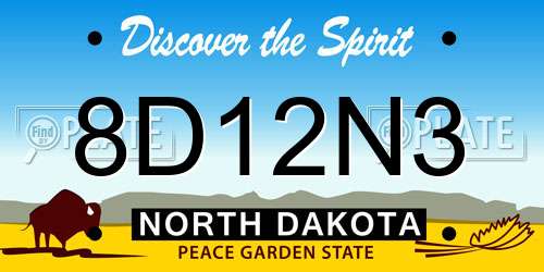 8D12N3 North Dakota License Plate