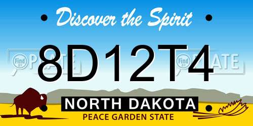 8D12T4 North Dakota License Plate