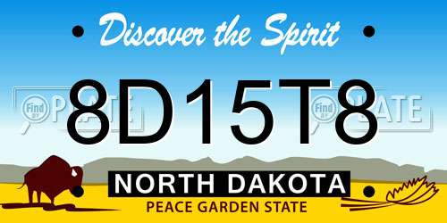 8D15T8 North Dakota License Plate