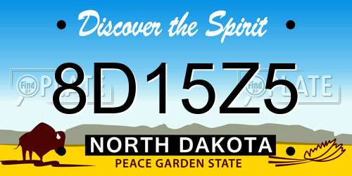 8D15Z5 North Dakota License Plate