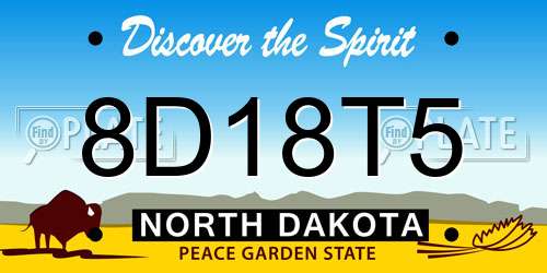8D18T5 North Dakota License Plate