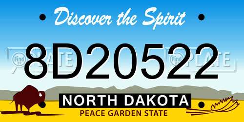 8D20522 North Dakota License Plate