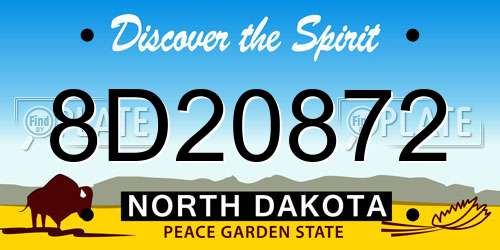 8D20872 North Dakota License Plate