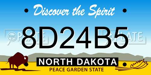 8D24B5 North Dakota License Plate