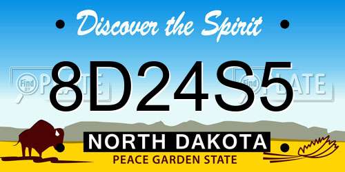 8D24S5 North Dakota License Plate