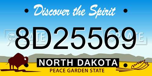 8D25569 North Dakota License Plate